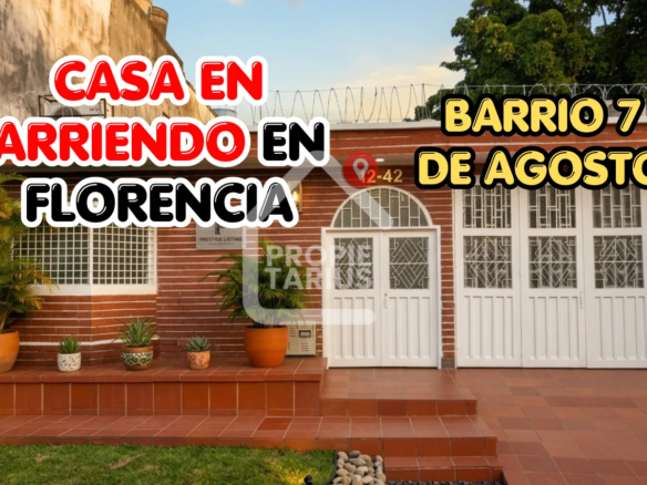 Casa comercial y residencial en arriendo sobre vía principal del barrio 7 de Agosto en Florencia Caquetá con garaje amplio y cuatro habitaciones.