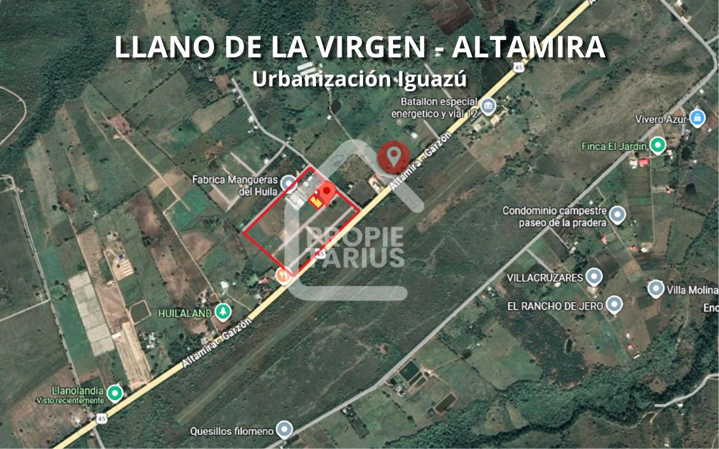 Lote en venta en Altamira Huila – 1.027 m² en Urbanización Iguazú – Llano de la Virgen